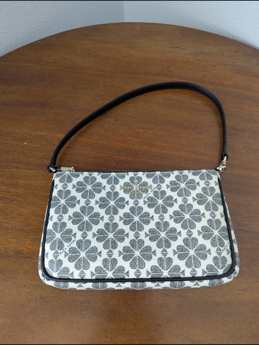 Kate Spade Black & White Floral Jacquard Wristlet